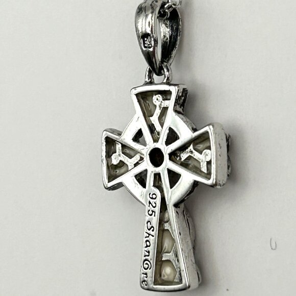Celtic Trinity Knot Cross 925 Sterling Silver Embellished with Crystals - Picture 6 of 9